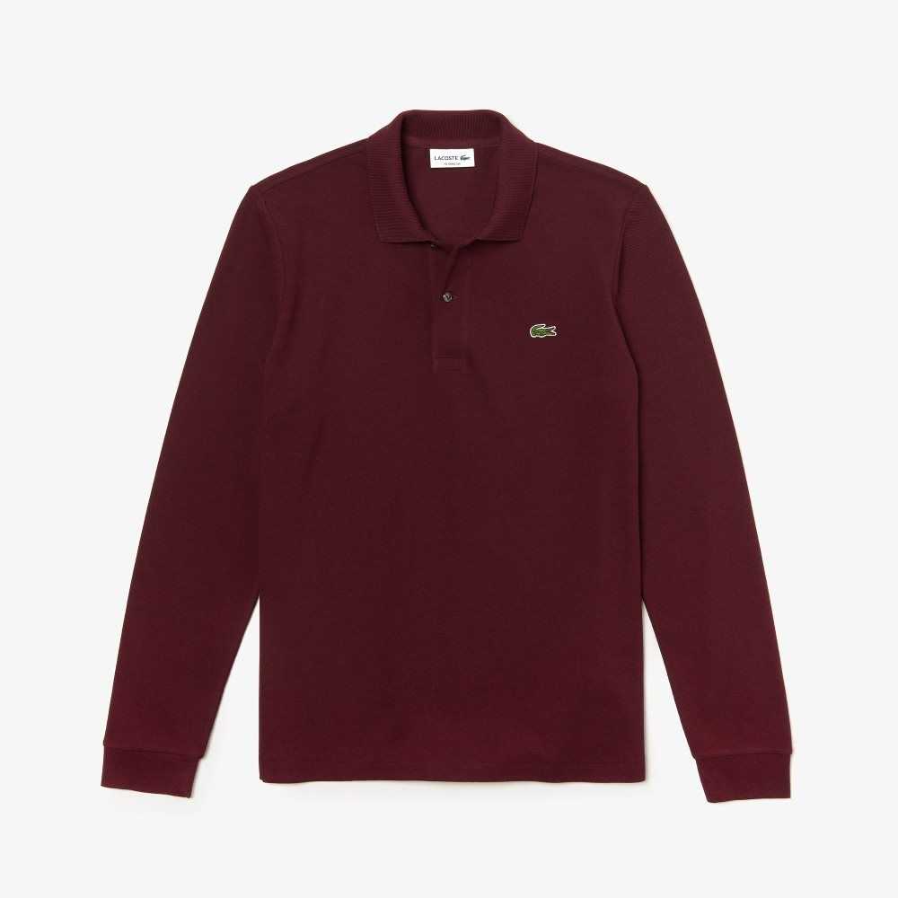 Lacoste Original L.12.12 Long Sleeve Heathered Bomull Vinröda | DUQZC-7460