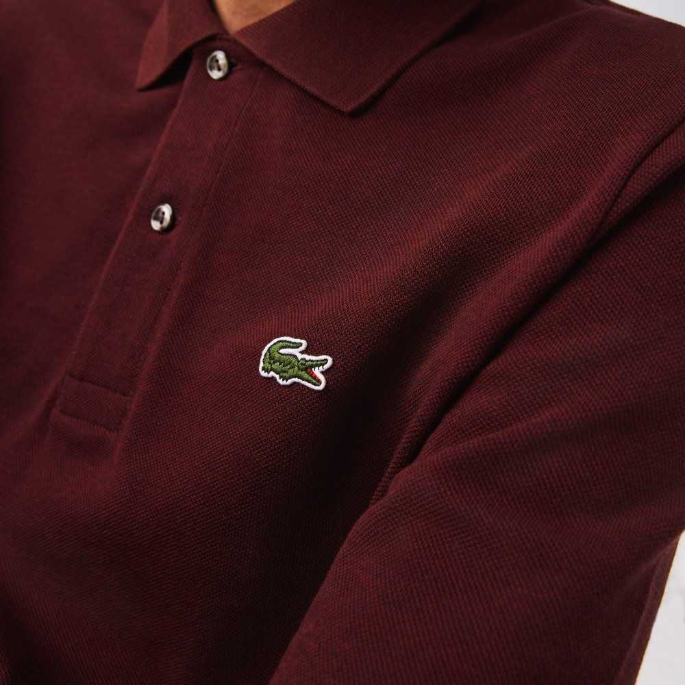 Lacoste Original L.12.12 Long Sleeve Heathered Bomull Vinröda | DUQZC-7460