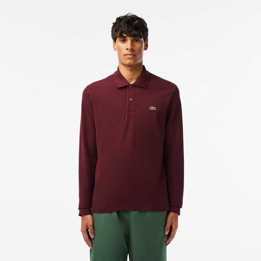 Lacoste Original L.12.12 Long Sleeve Heathered Bomull Vinröda | DUQZC-7460