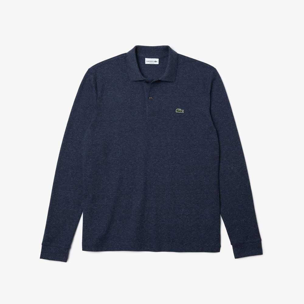 Lacoste Original L.12.12 Long Sleeve Heathered Bomull Blå | YXMUK-8695