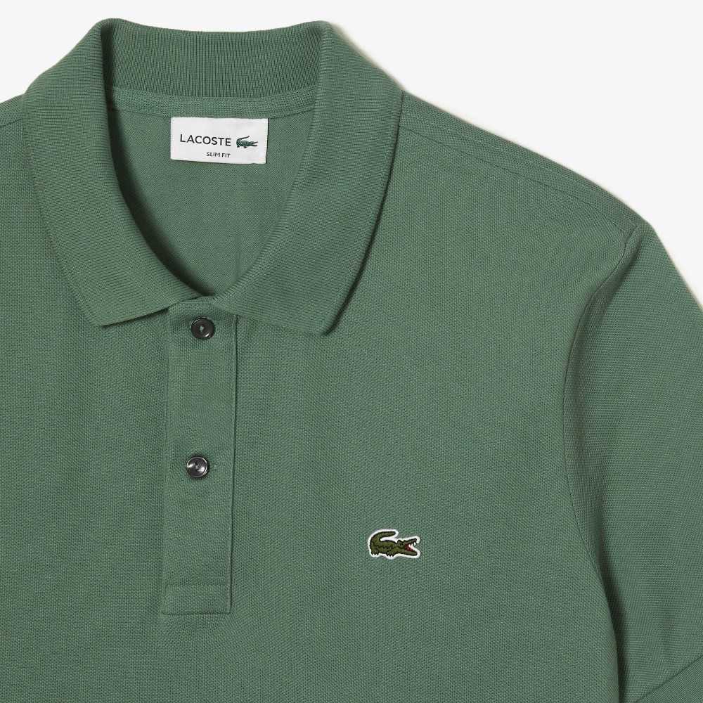 Lacoste Original L.12.12 Slim Fit Petit Pique Bomull Khaki Gröna | ALSCF-6093