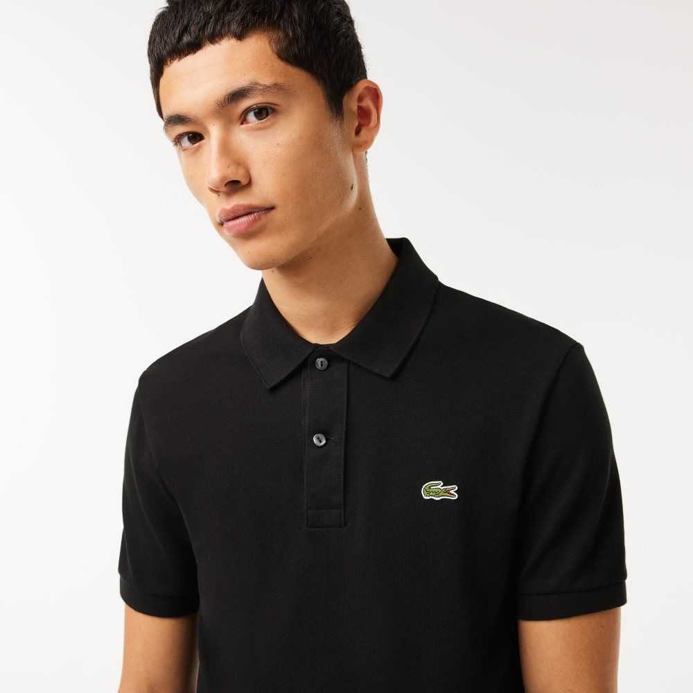 Lacoste Original L.12.12 Slim Fit Petit Pique Bomull Svarta | ICQSV-9248