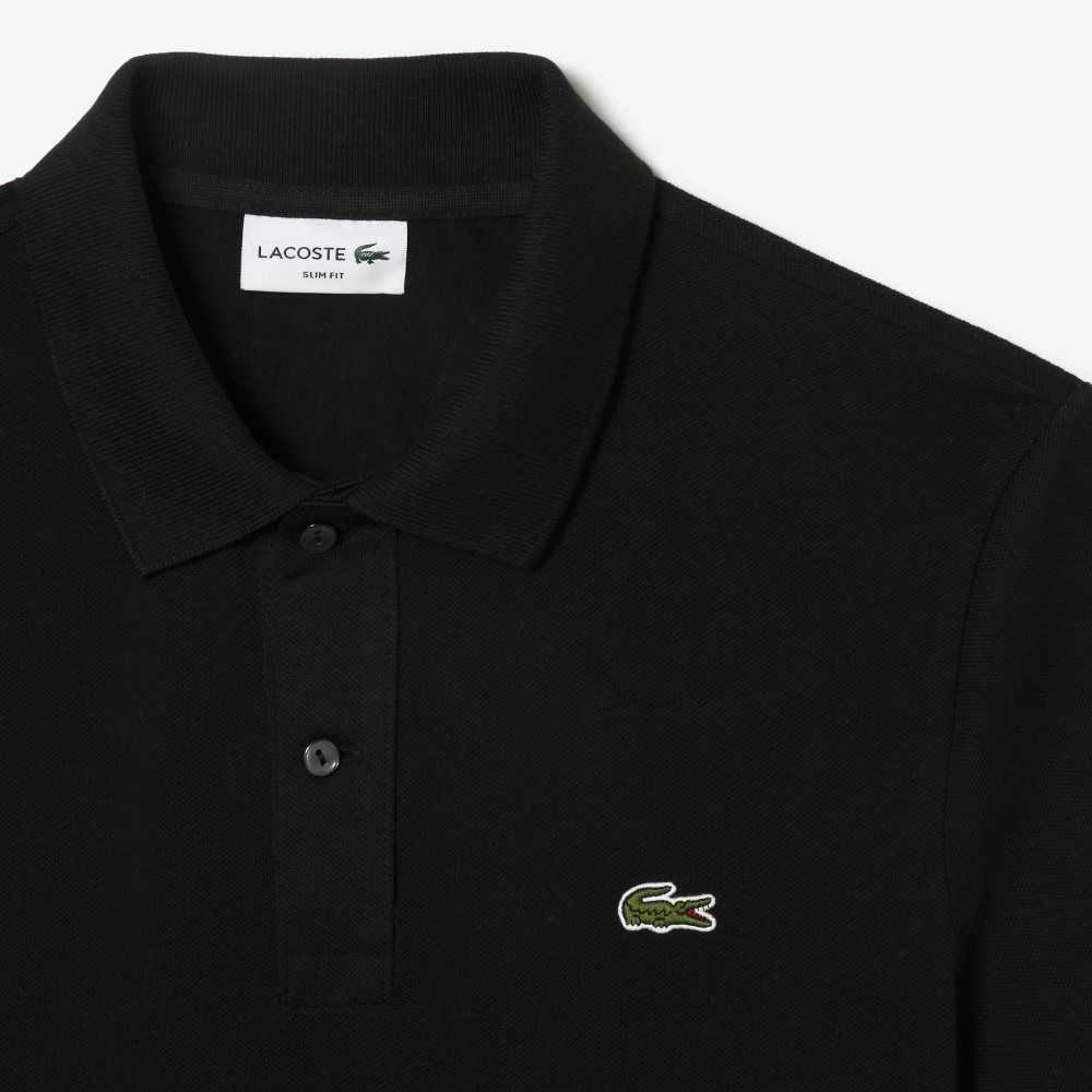 Lacoste Original L.12.12 Slim Fit Petit Pique Bomull Svarta | ICQSV-9248