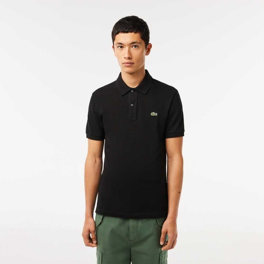 Lacoste Original L.12.12 Slim Fit Petit Pique Bomull Svarta | ICQSV-9248