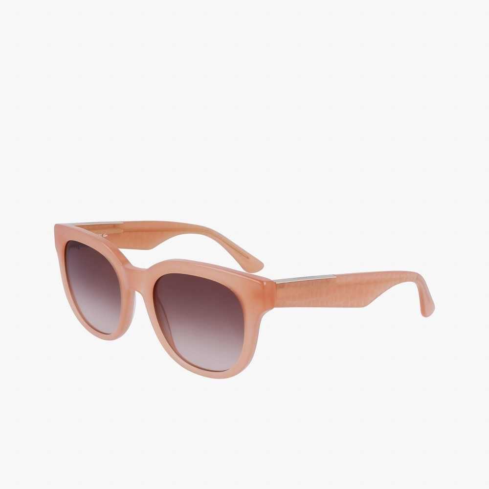 Lacoste Oval Acetate Croco Skin Rosa | YPHWQ-3861