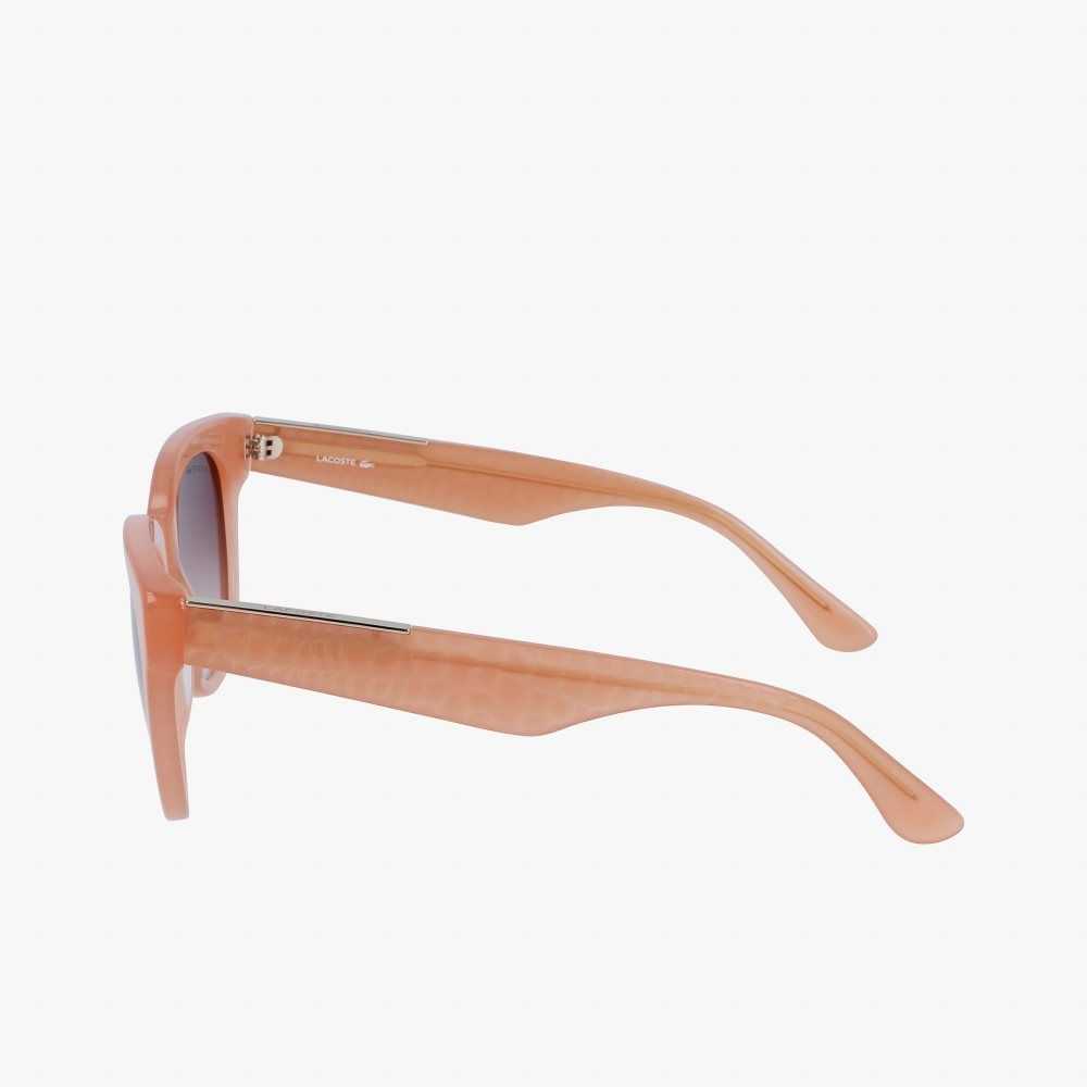 Lacoste Oval Acetate Croco Skin Rosa | YPHWQ-3861