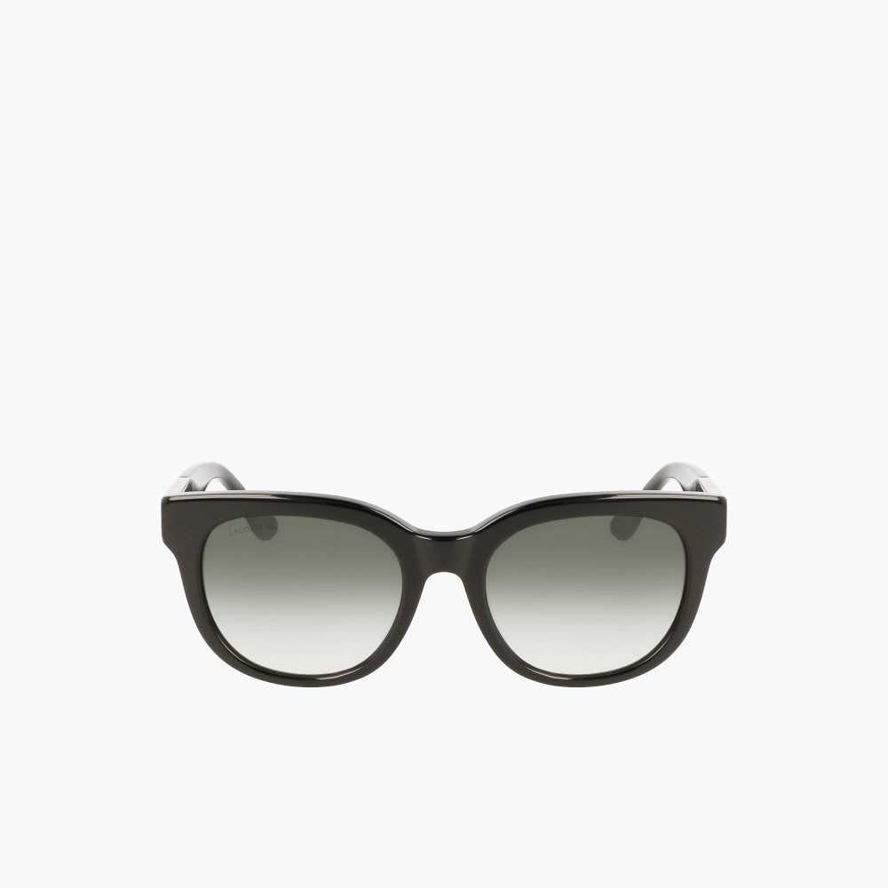 Lacoste Oval Acetate Croco Skin Svarta | LOZJA-3576