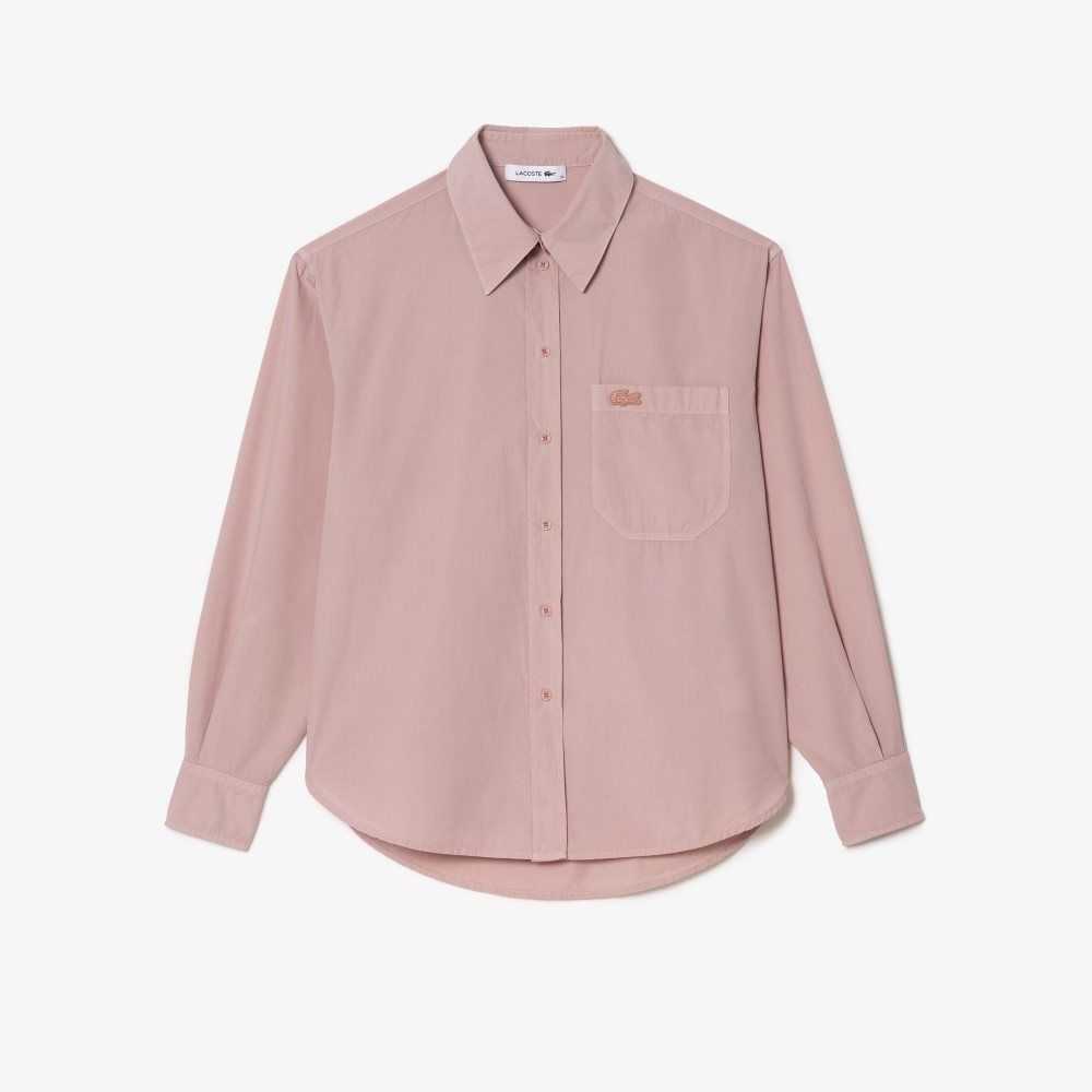 Lacoste Oversized Bomull Poplin Shirt Rosa | VJEML-3482