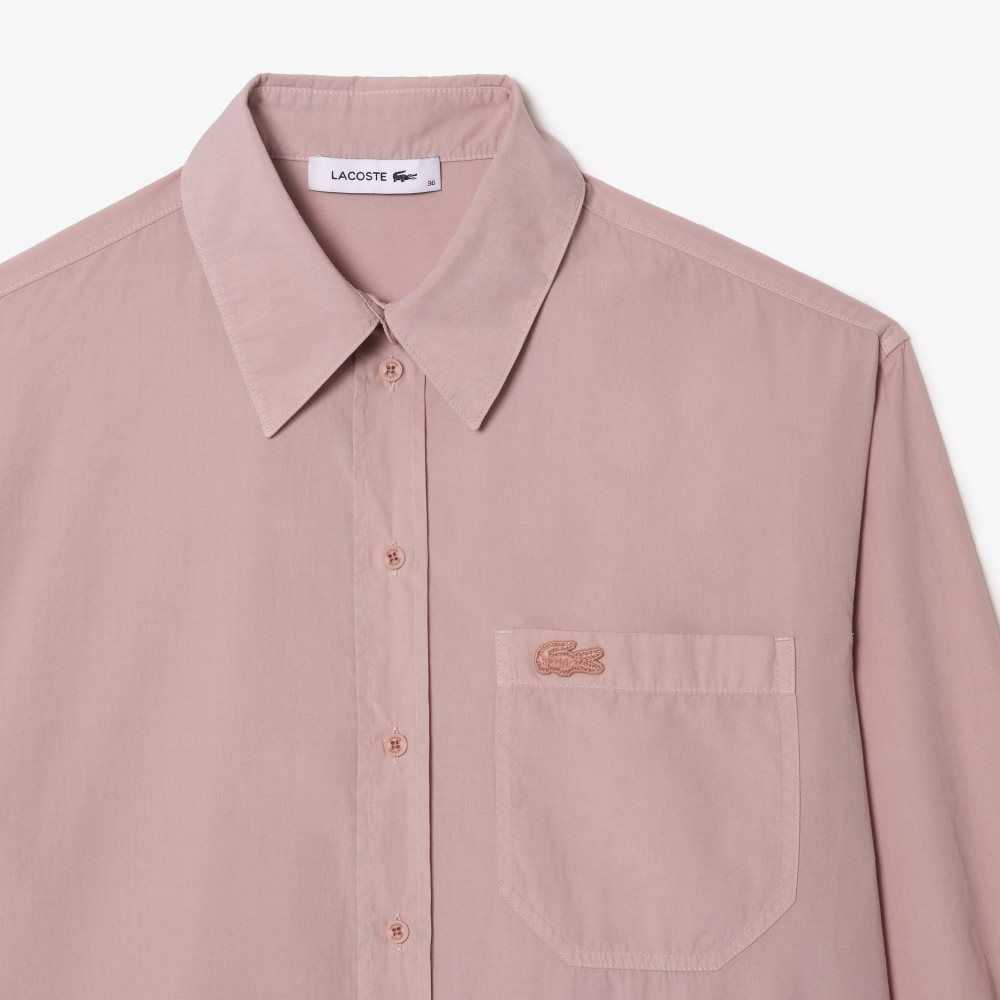 Lacoste Oversized Bomull Poplin Shirt Rosa | VJEML-3482