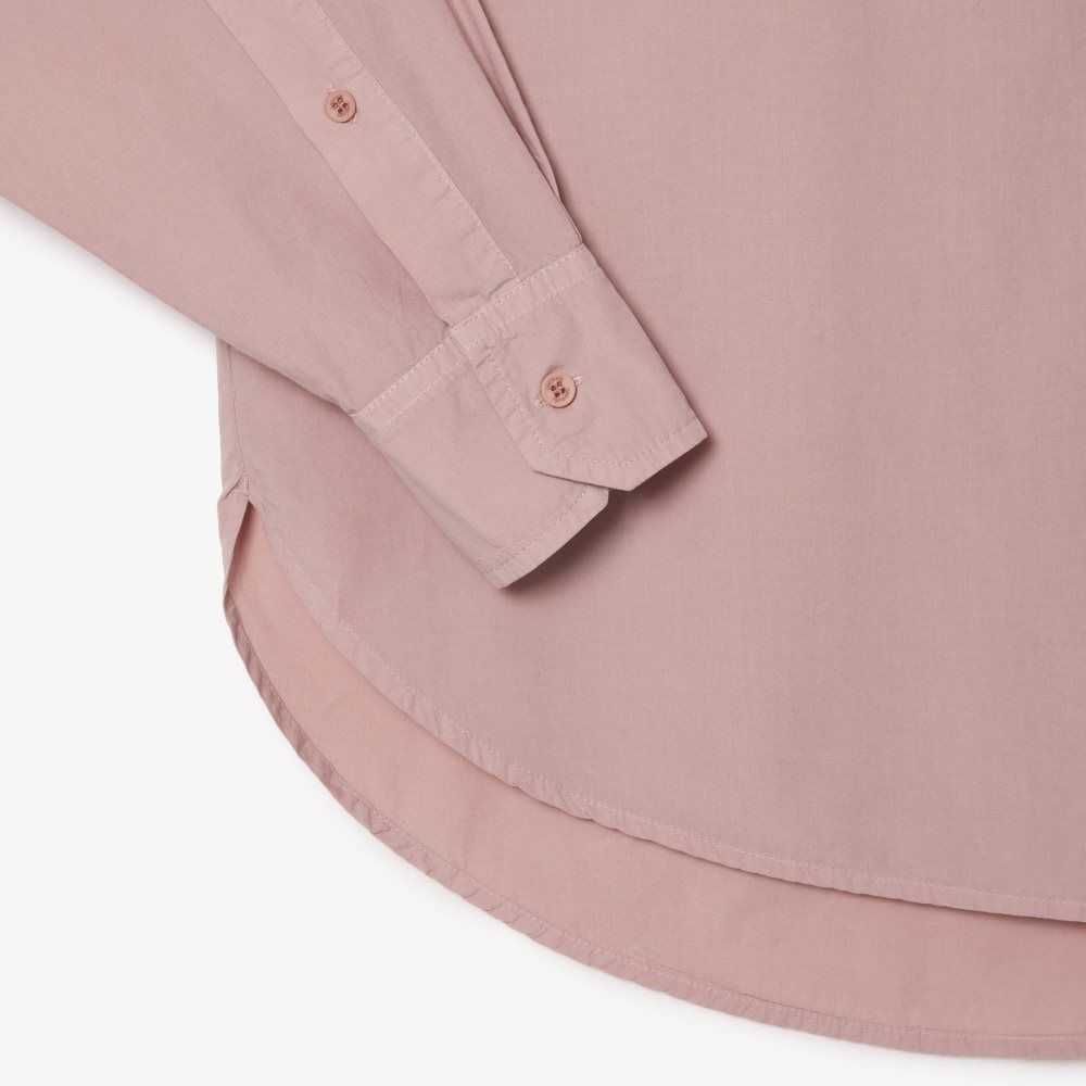 Lacoste Oversized Bomull Poplin Shirt Rosa | VJEML-3482