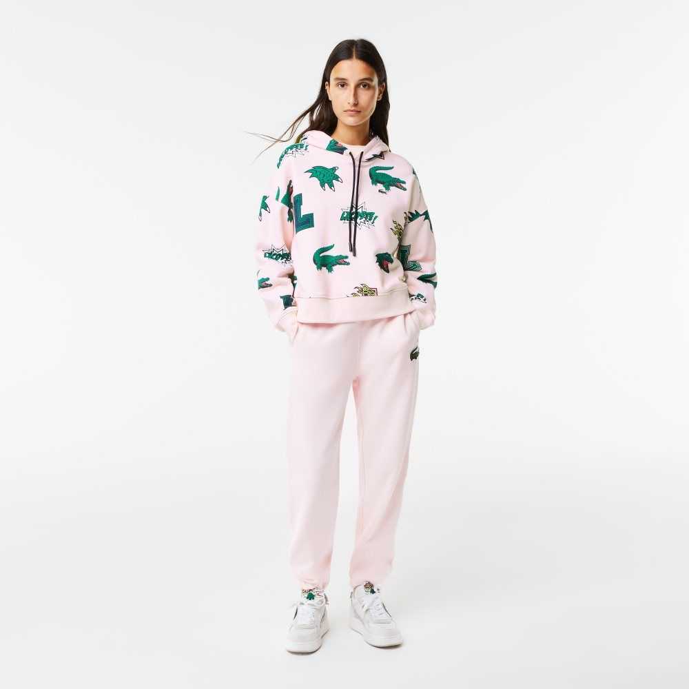 Lacoste Oversized Hooded Fleece Ljusrosa | UVNEP-9087