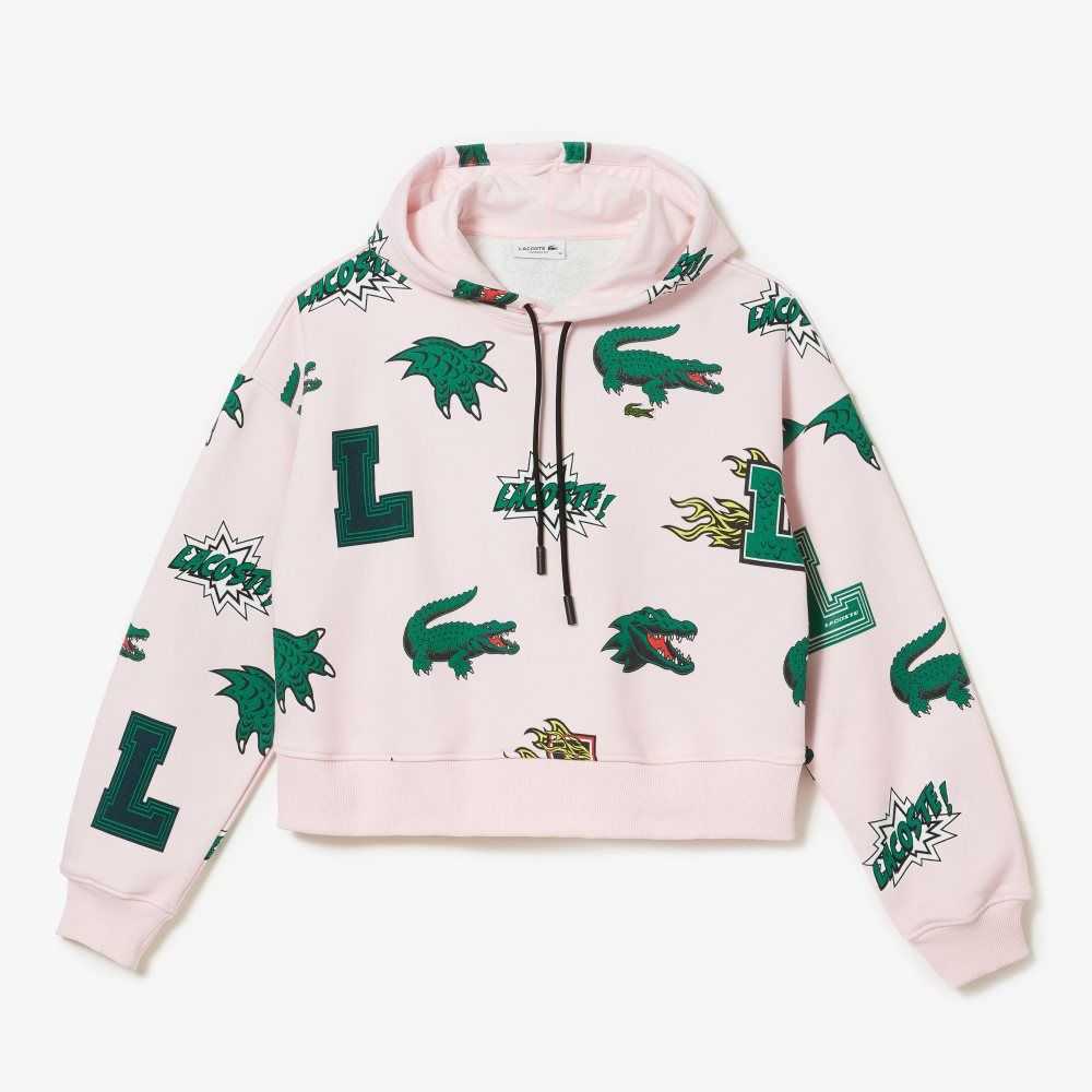 Lacoste Oversized Hooded Fleece Ljusrosa | UVNEP-9087