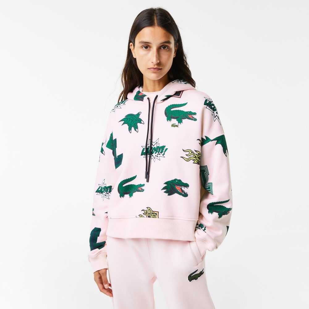 Lacoste Oversized Hooded Fleece Ljusrosa | UVNEP-9087