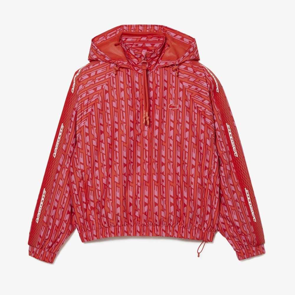 Lacoste Oversized Hooded Track Jacket Orange Röda Rosa | KWUHY-3158