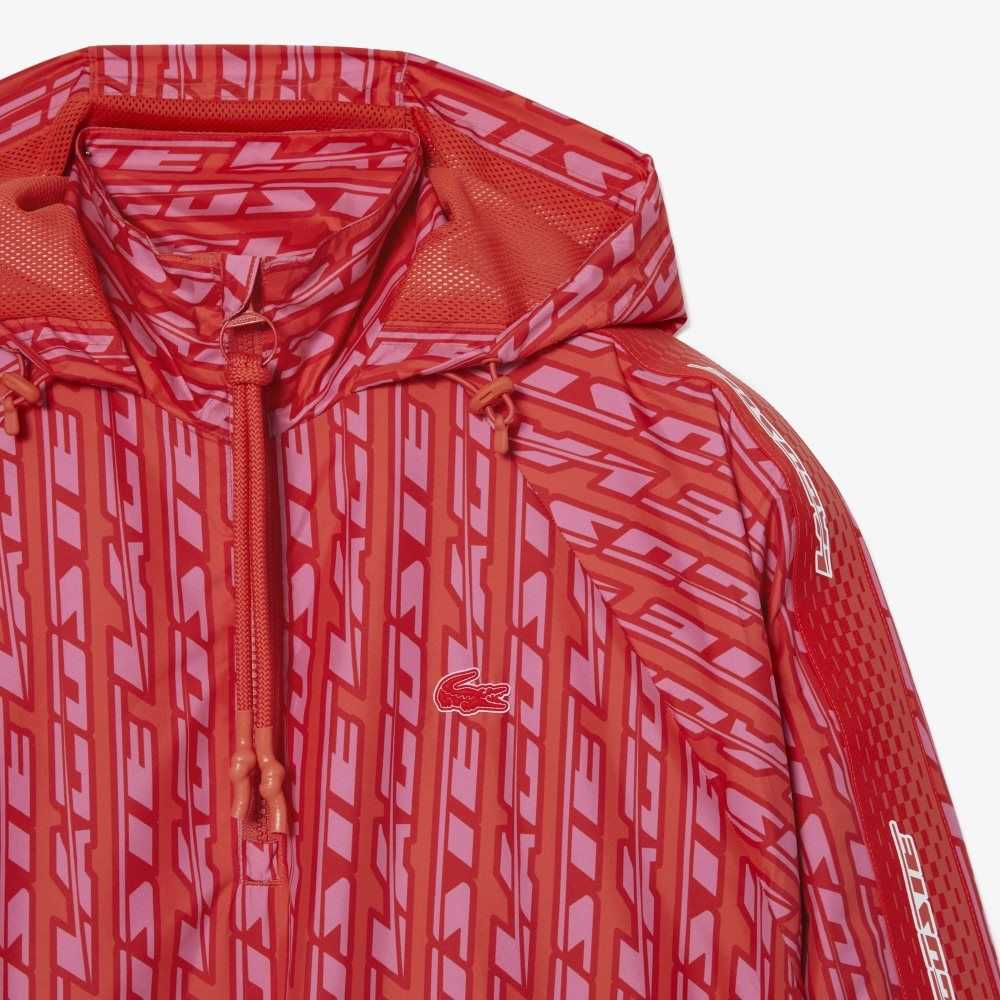 Lacoste Oversized Hooded Track Jacket Orange Röda Rosa | KWUHY-3158