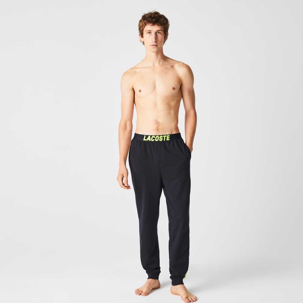 Lacoste Oversized Logo Fleece Pajama Pants Mörkgrå Vita Gula | PCMUV-8650