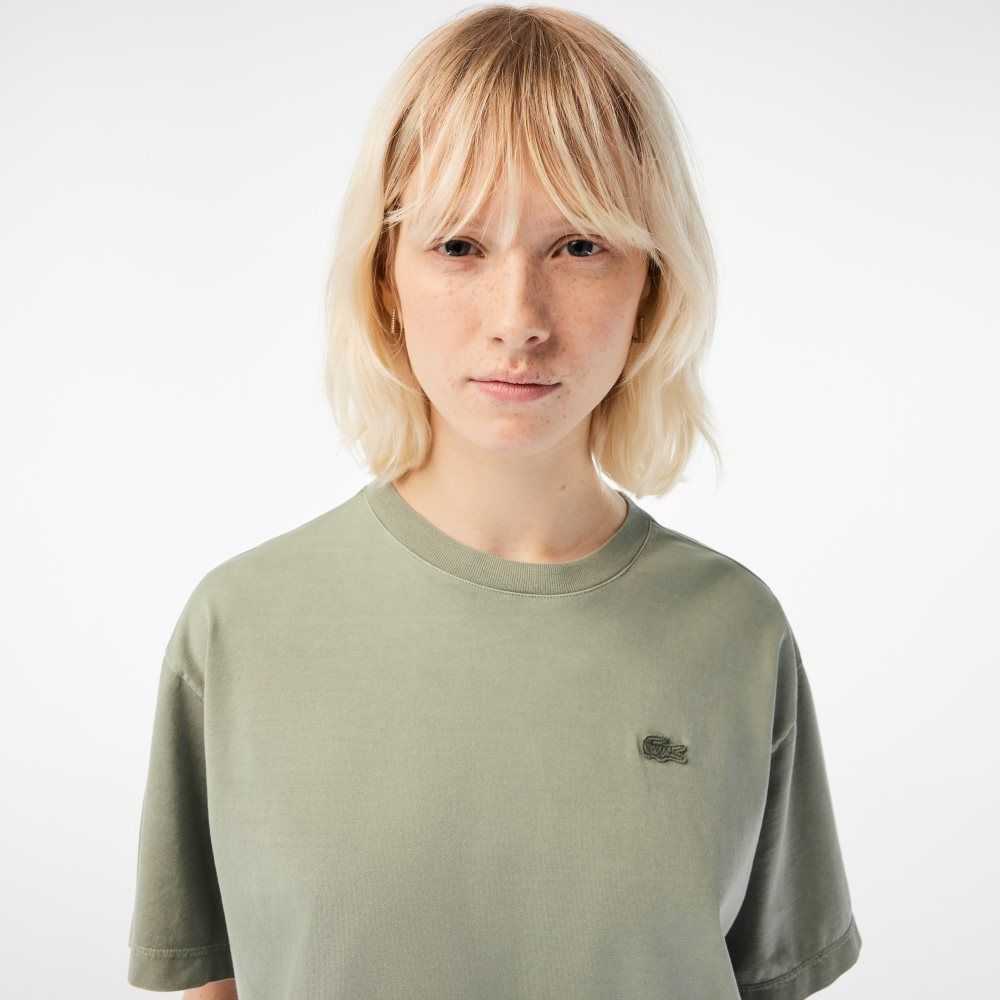 Lacoste Oversized Organic Bomull T-Shirt Ljusgröna | RBFQH-3186