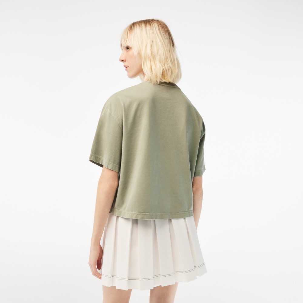 Lacoste Oversized Organic Bomull T-Shirt Ljusgröna | RBFQH-3186