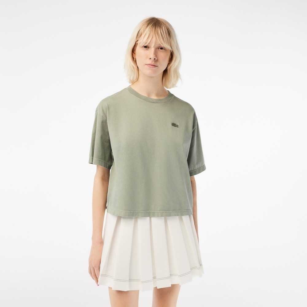 Lacoste Oversized Organic Bomull T-Shirt Ljusgröna | RBFQH-3186