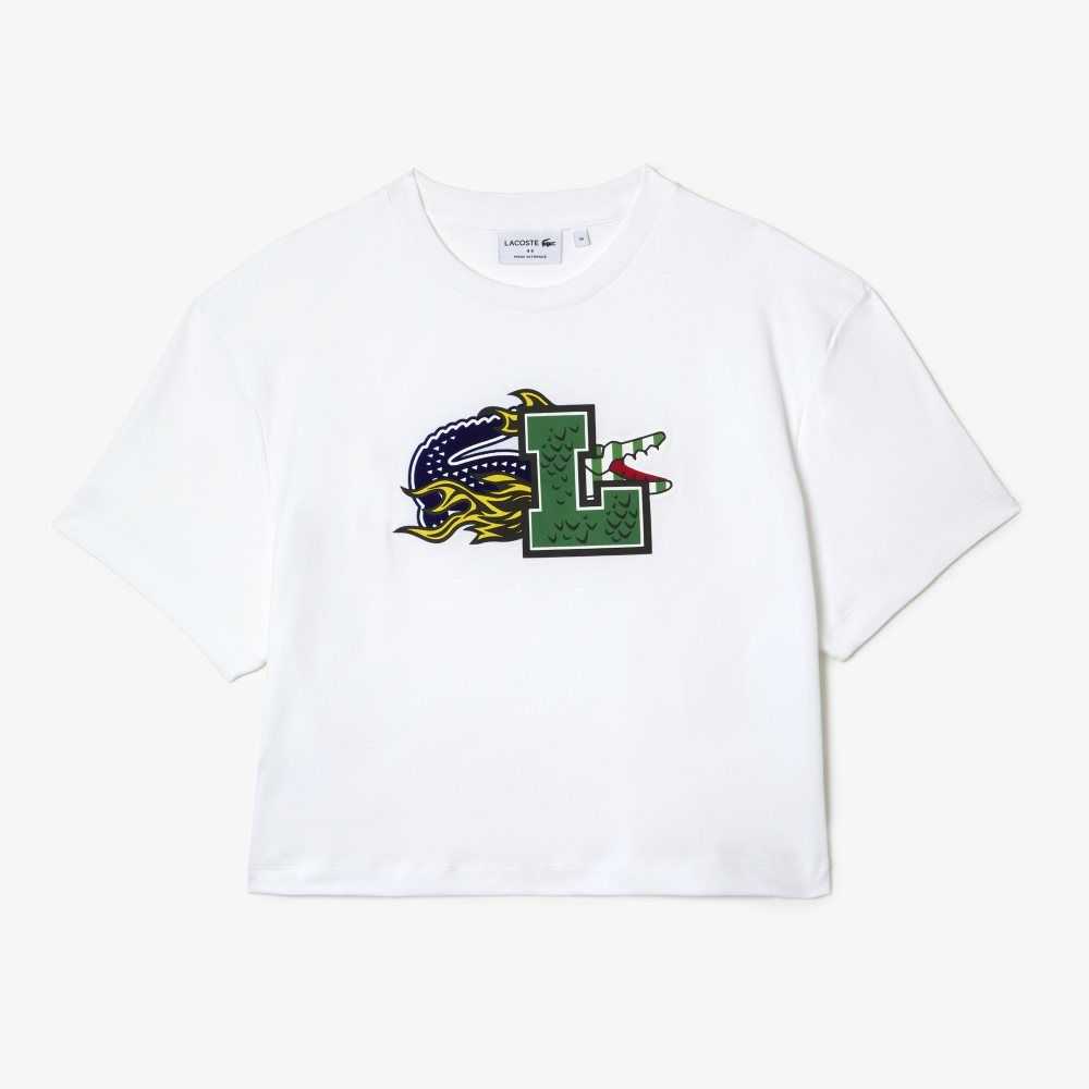 Lacoste Oversized Organic Bomull T-Shirt Vita | YTPCW-5341