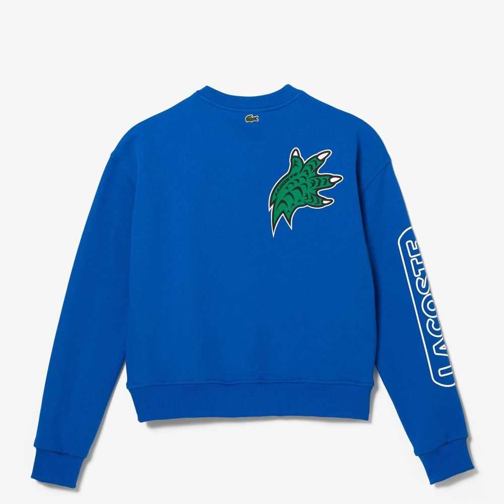 Lacoste Oversized Print And Branded Sweatshirt Blå | QOWPH-2648