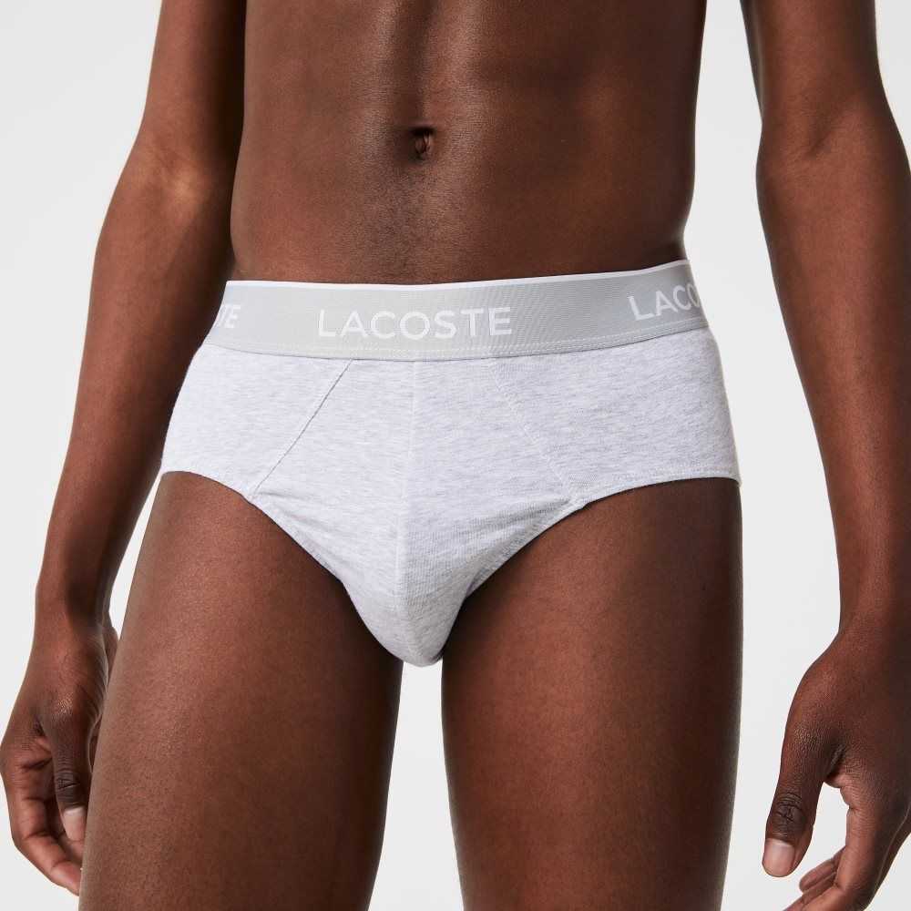 Lacoste Pack Of 3 Vanliga Briefs Svarta Vita Grå | FZTSN-8215