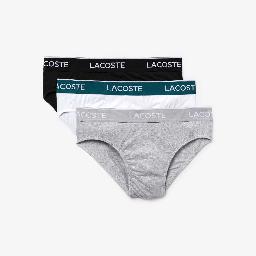 Lacoste Pack Of 3 Vanliga Briefs Svarta Vita Grå | FZTSN-8215