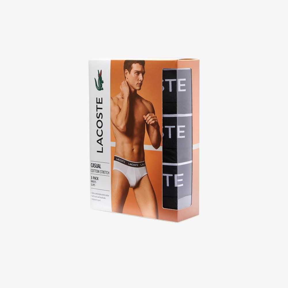 Lacoste Pack Of 3 Vanliga Briefs Svarta | RWUCF-5648