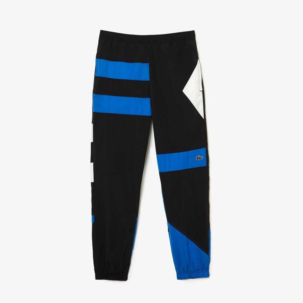 Lacoste Patchwork Vatten-Repellent Trackpants Svarta Blå Vita | CMQWL-7206