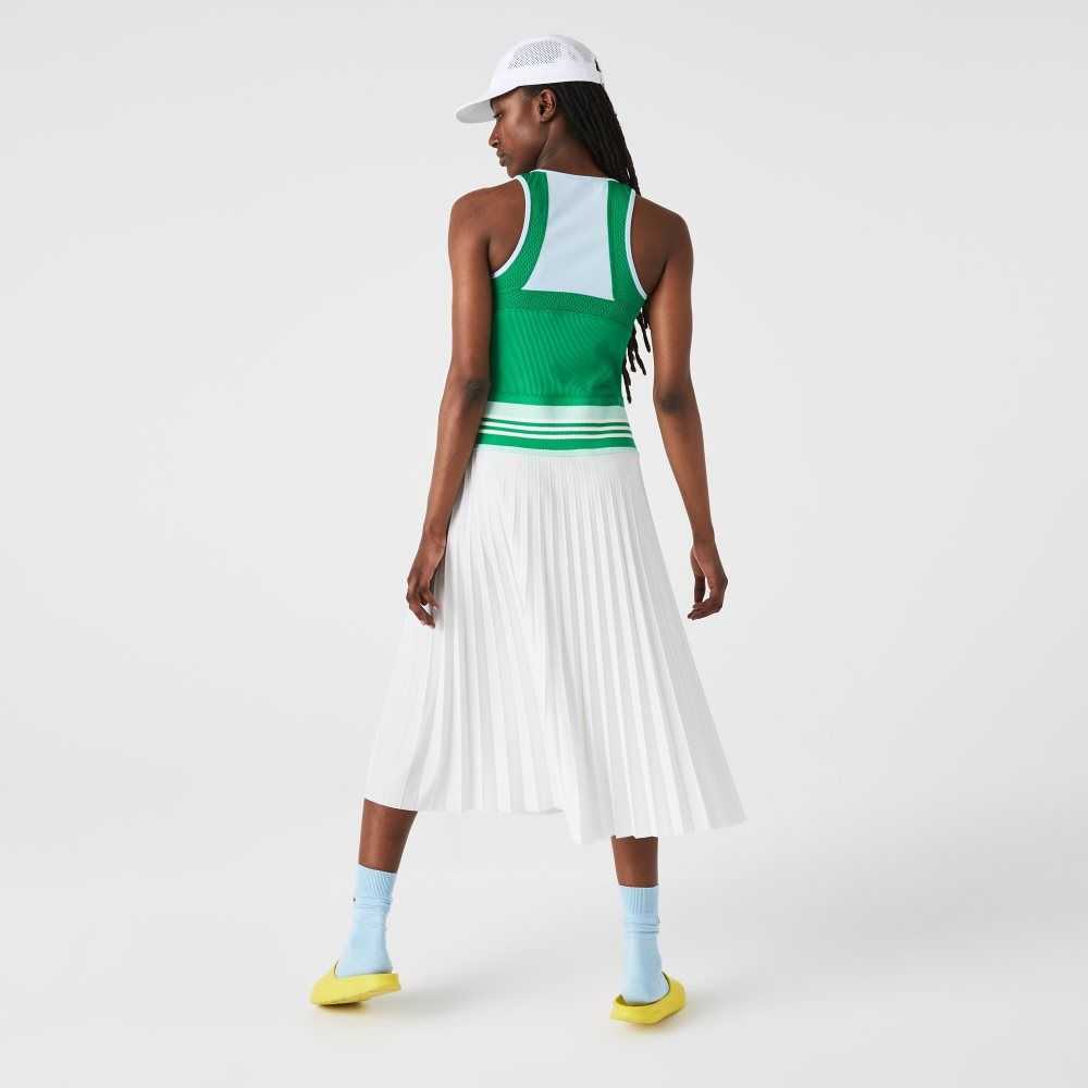 Lacoste Plisserad Colorblock Tank Top Blå Gröna Vita | SUWCX-6854