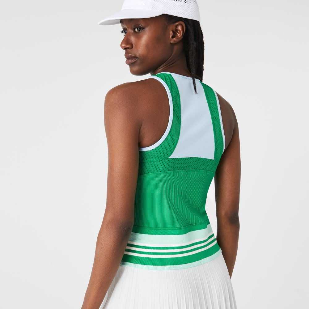 Lacoste Plisserad Colorblock Tank Top Blå Gröna Vita | SUWCX-6854