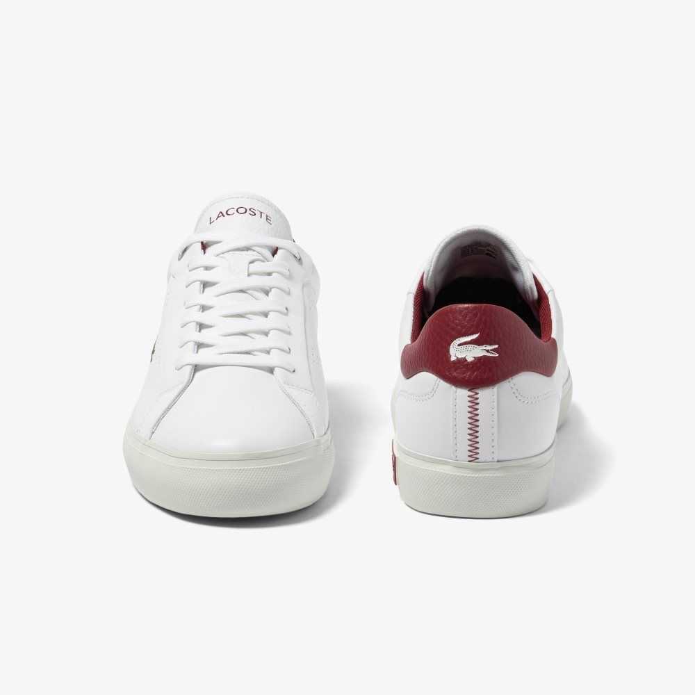 Lacoste Powercourt 2.0 Läder Heel Pop Vita Röda | BDLUF-1952