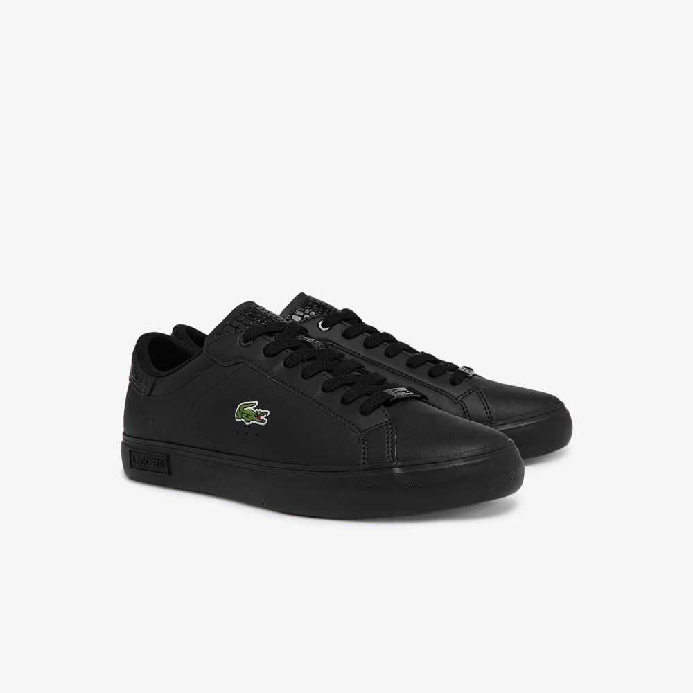 Lacoste Powercourt Burnished Läder Svarta Svarta | YTHDJ-2675