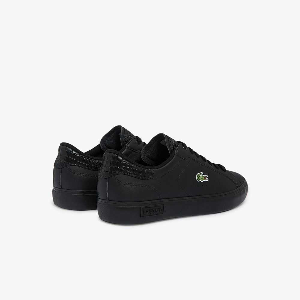 Lacoste Powercourt Burnished Läder Svarta Svarta | YTHDJ-2675