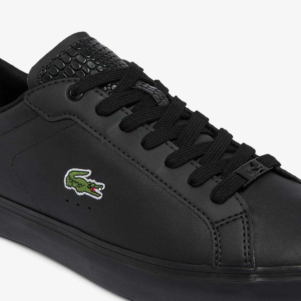 Lacoste Powercourt Burnished Läder Svarta Svarta | YTHDJ-2675