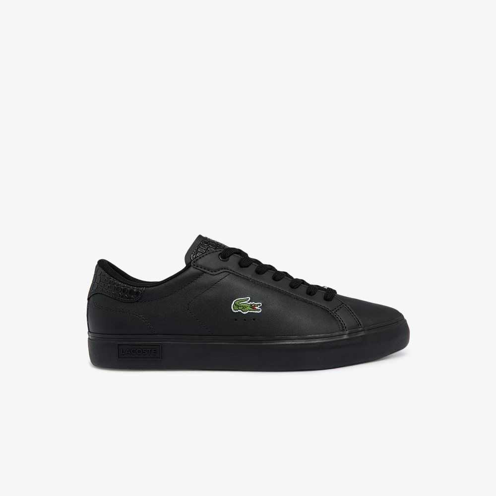 Lacoste Powercourt Burnished Läder Svarta Svarta | YTHDJ-2675