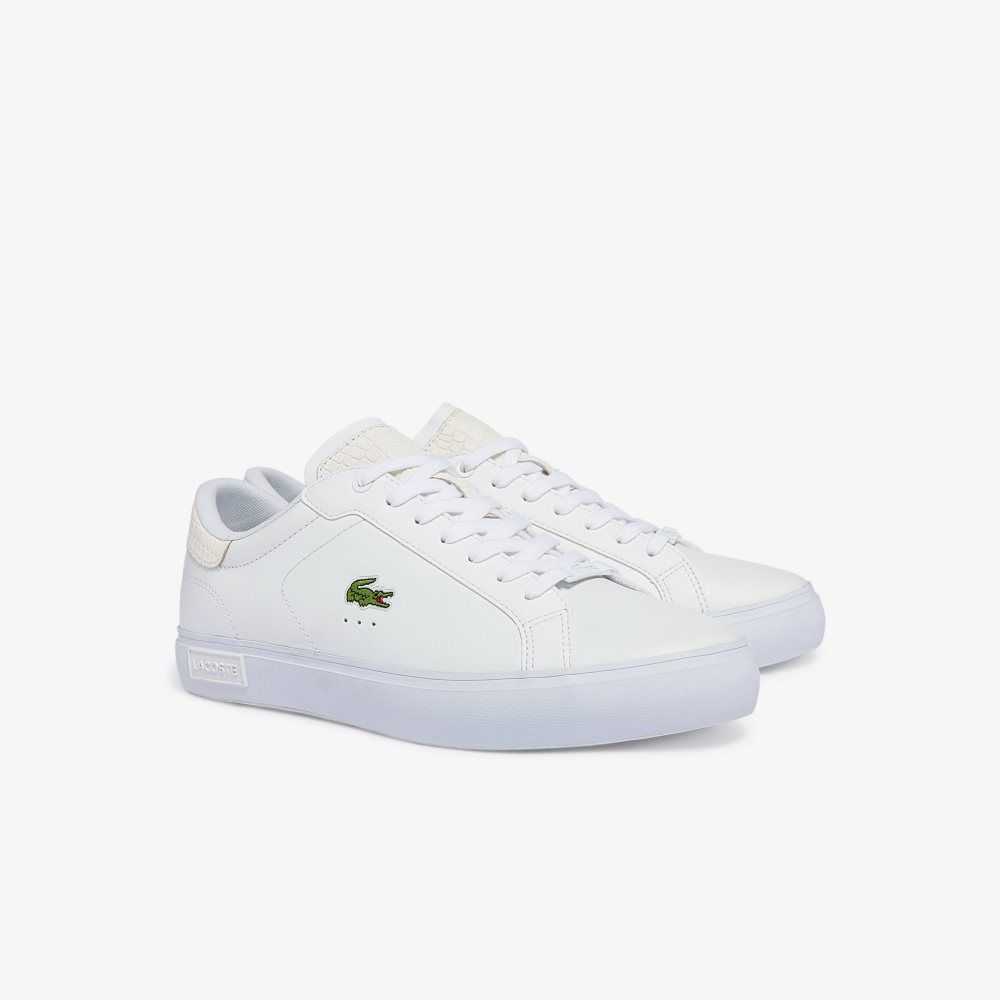 Lacoste Powercourt Burnished Läder Vita Vita | GOXLK-4257