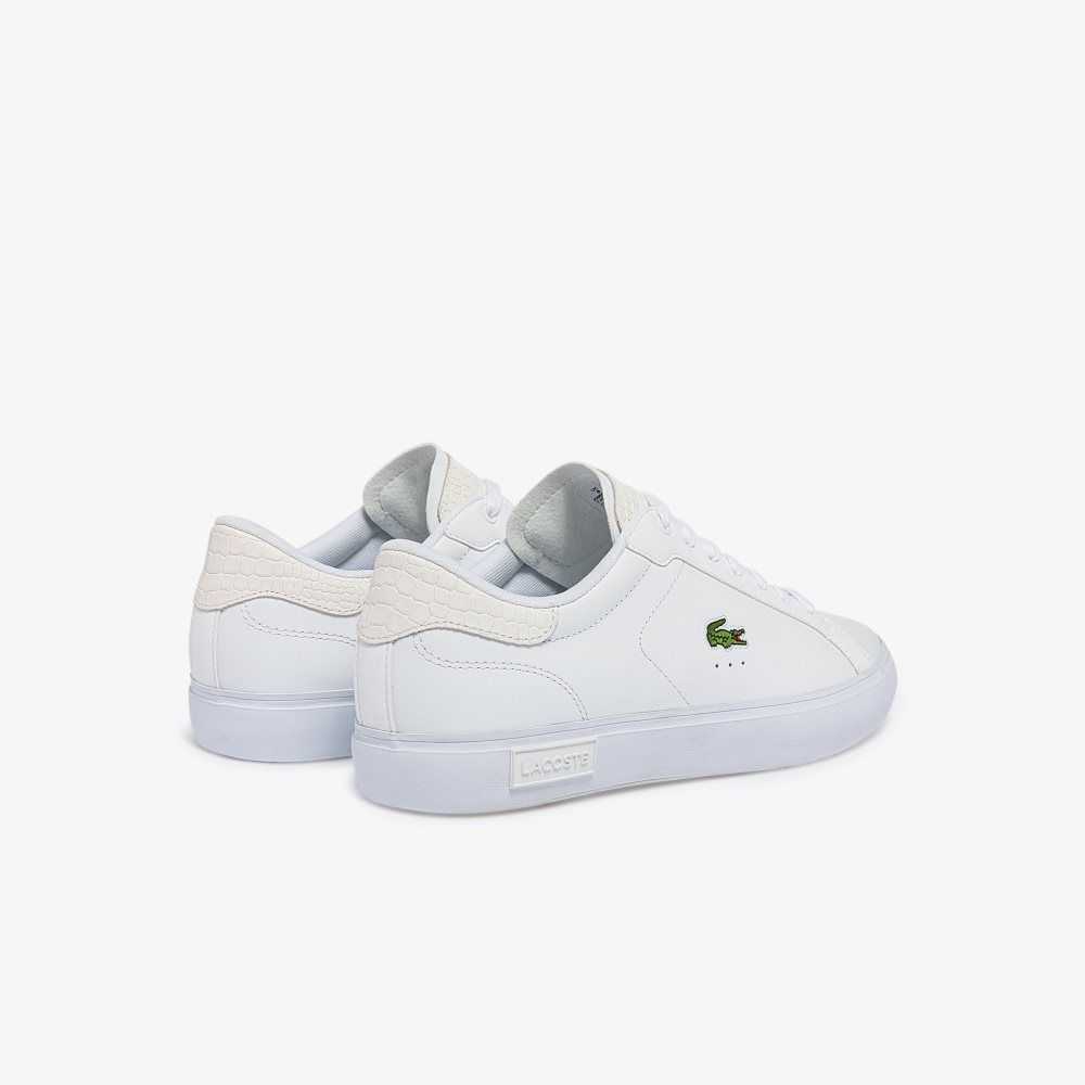 Lacoste Powercourt Burnished Läder Vita Vita | GOXLK-4257