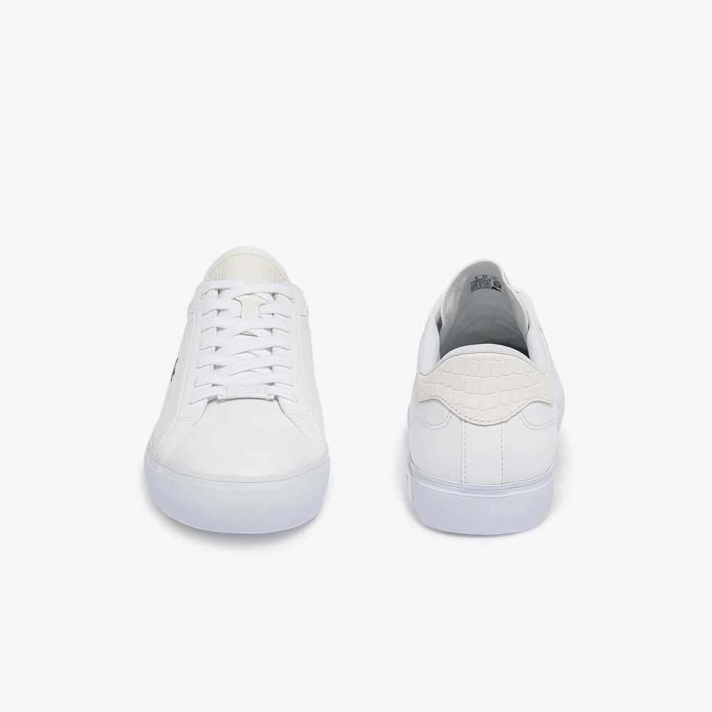 Lacoste Powercourt Burnished Läder Vita Vita | GOXLK-4257