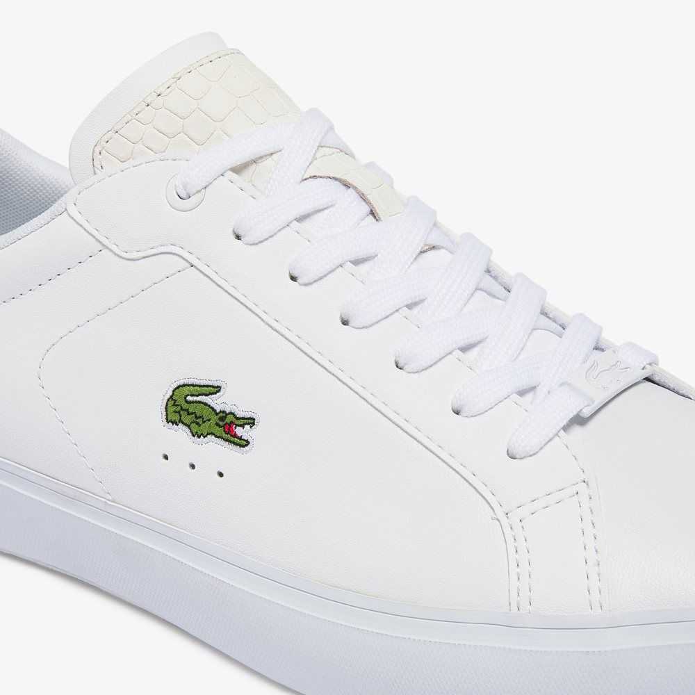 Lacoste Powercourt Burnished Läder Vita Vita | GOXLK-4257