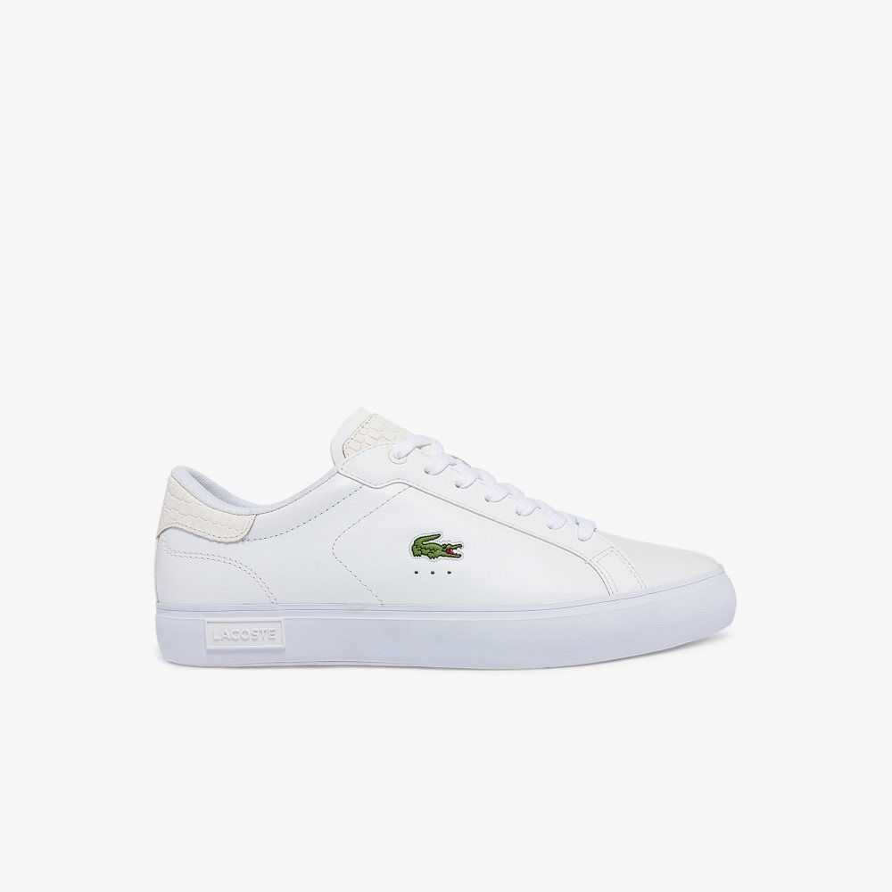 Lacoste Powercourt Burnished Läder Vita Vita | GOXLK-4257