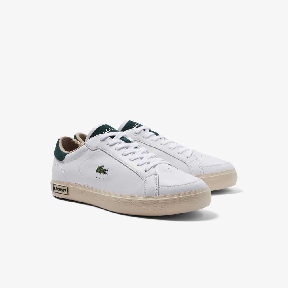 Lacoste Powercourt Läder Color-Pop Vita Mörkgröna | DLIRN-5741