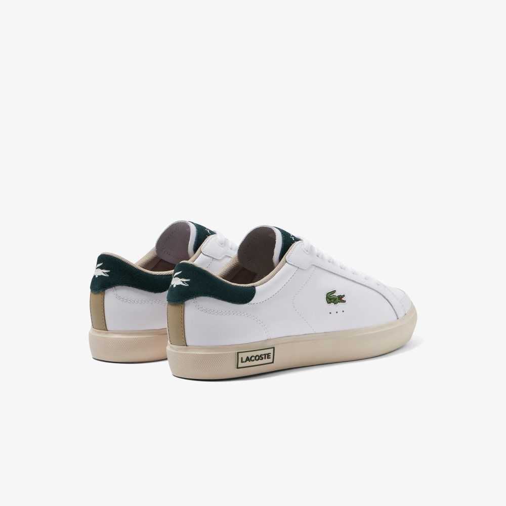 Lacoste Powercourt Läder Color-Pop Vita Mörkgröna | DLIRN-5741