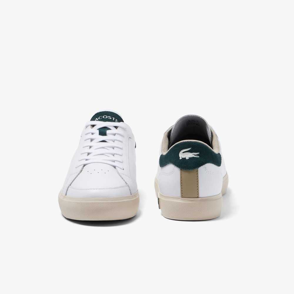 Lacoste Powercourt Läder Color-Pop Vita Mörkgröna | DLIRN-5741