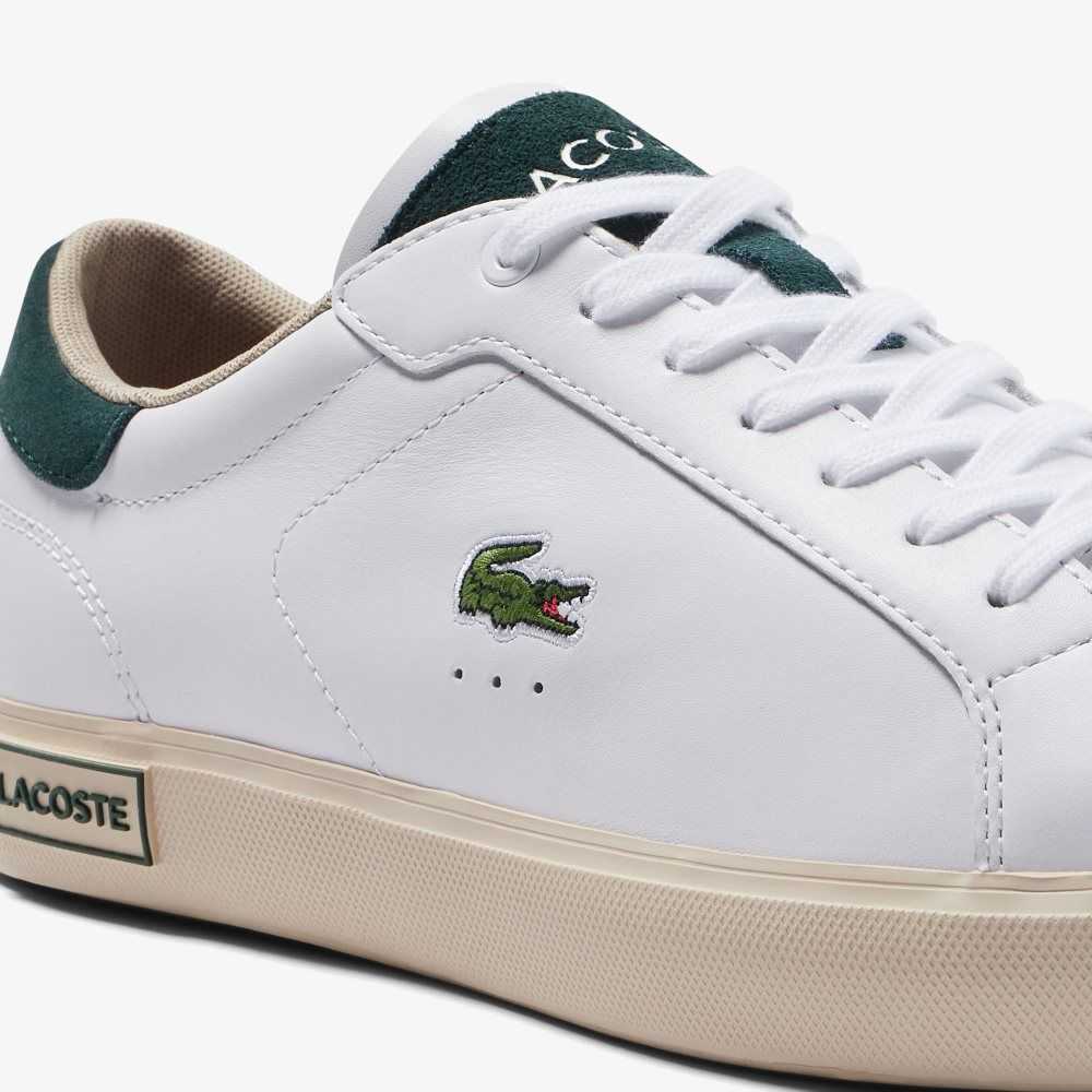 Lacoste Powercourt Läder Color-Pop Vita Mörkgröna | DLIRN-5741