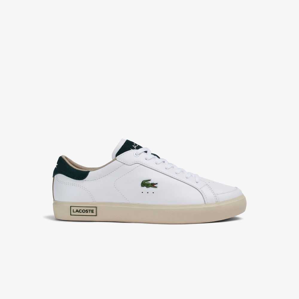 Lacoste Powercourt Läder Color-Pop Vita Mörkgröna | DLIRN-5741