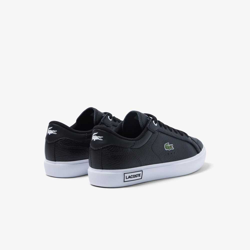 Lacoste Powercourt Läder Detailed Svarta Vita | QFOXG-7064