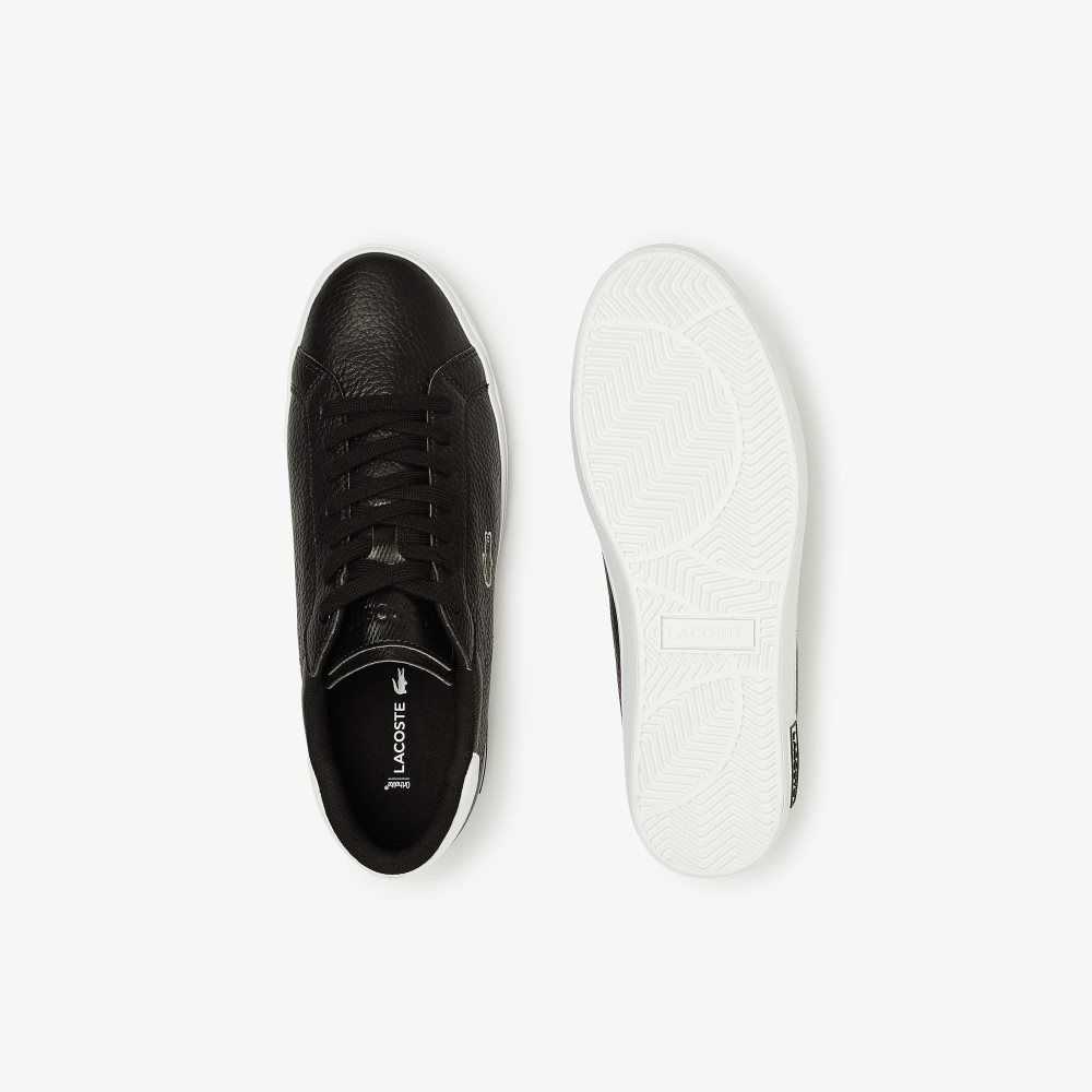 Lacoste Powercourt Läder Svarta Vita | EIASU-0451