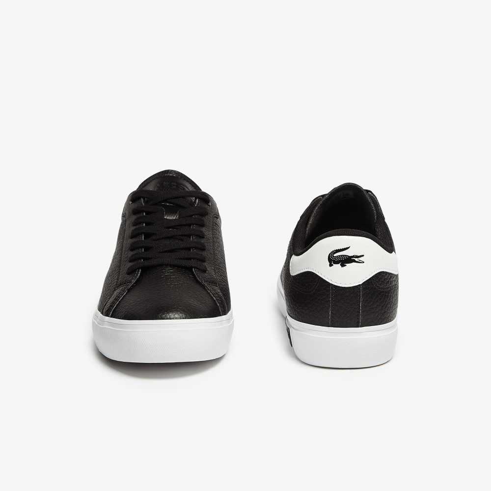 Lacoste Powercourt Läder Svarta Vita | EIASU-0451