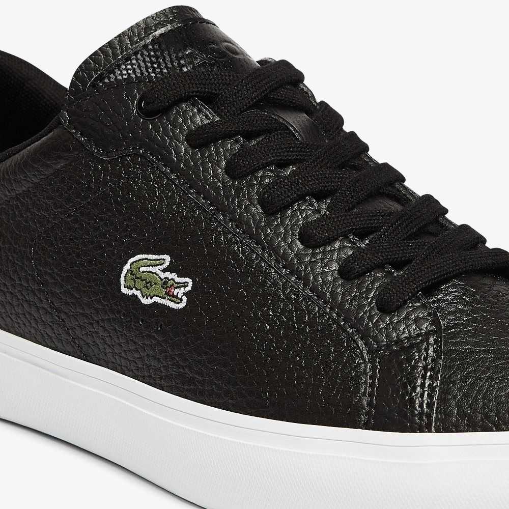 Lacoste Powercourt Läder Svarta Vita | EIASU-0451